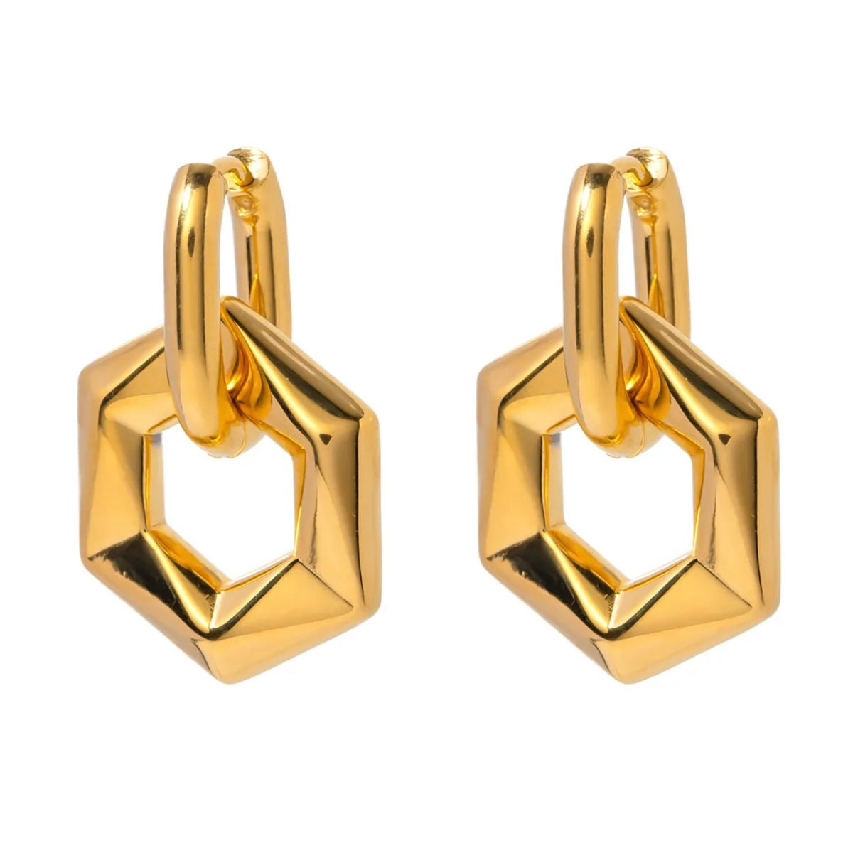 Gold hex earrings