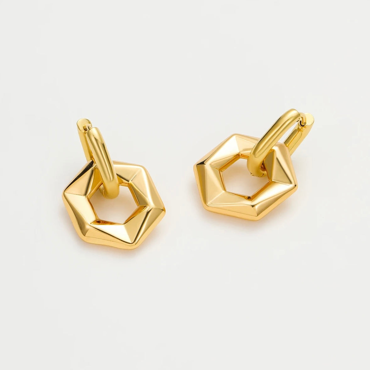 Gold hex earrings