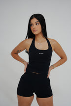 BLACK HALTER TOP