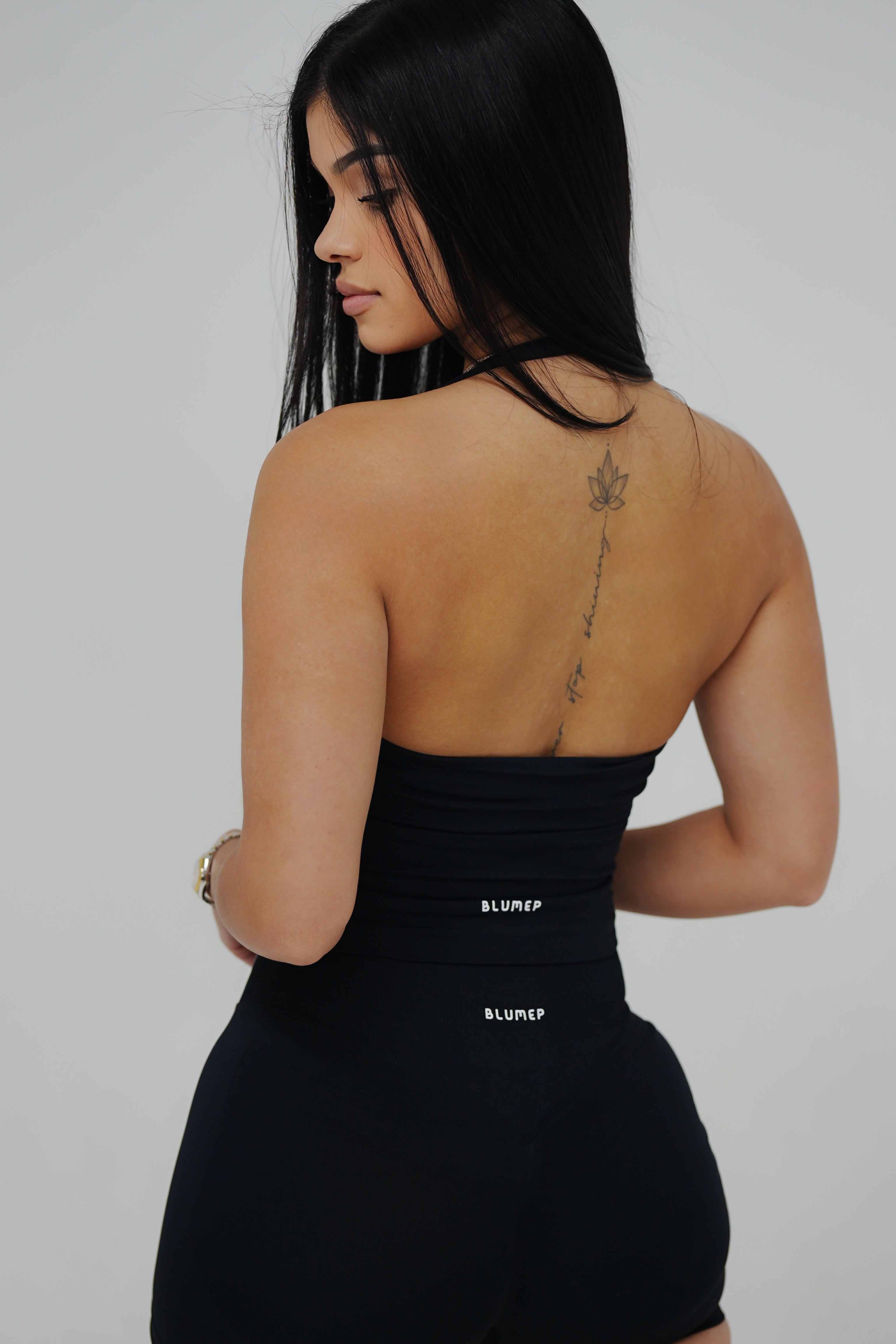BLACK HALTER TOP