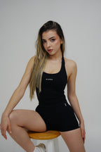 BLACK HALTER TOP