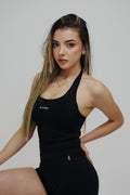 BLACK HALTER TOP