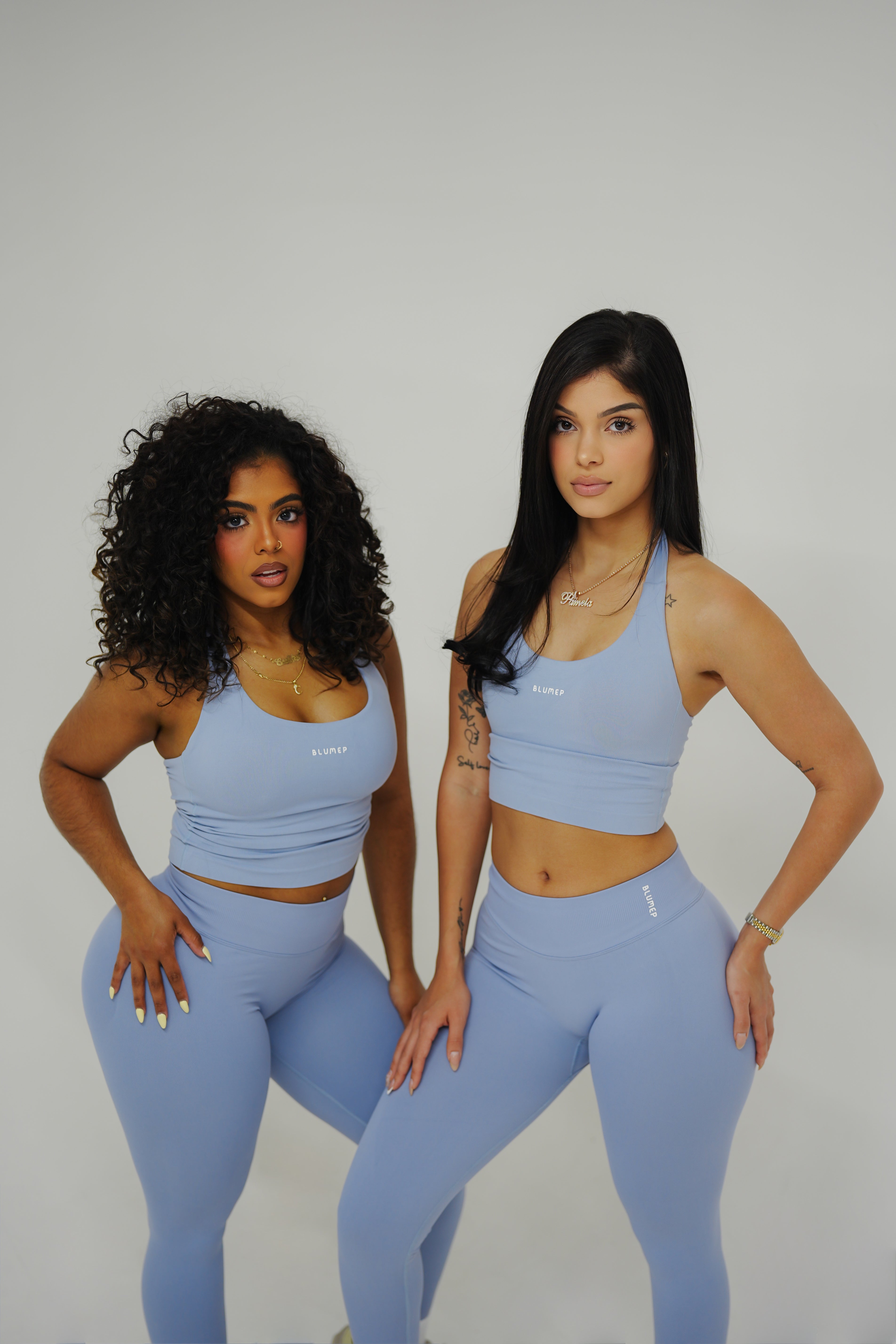 GRAY BLUE HALTER TOP