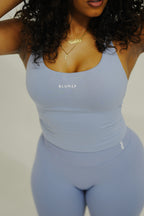 GRAY BLUE HALTER TOP