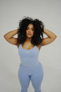 GRAY BLUE HALTER TOP