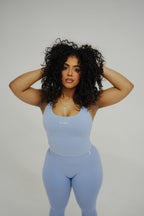 GRAY BLUE HALTER TOP